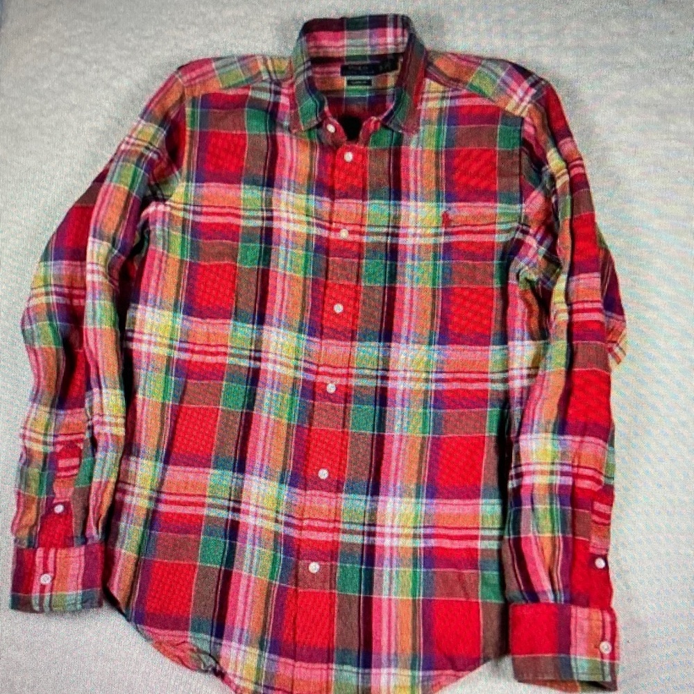 Polo by Ralph Lauren Red and Green Plaid Button-Down Shirt